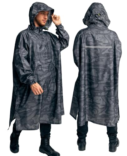 Jubi® Regenponcho Herren aus 100% Recycled Polyester | Grau | Nachhaltig, Leicht & Wasserdicht