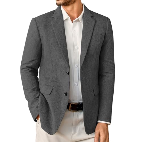 Elainone Sakko Herren Sportlich Modern Blazer Jackett zu Jeans Regular Fit Leicht Sakkos für Herren Dunkelgrau M