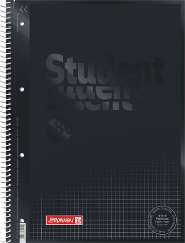 BRUNNEN 1067928190 Notizblock/Collegeblock Student Colour Code (A4 kariert, Lineatur 28, 90 g/m², 80 Blatt) schwarz