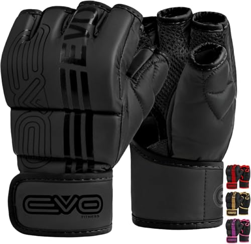 EVO Fitness MMA-Handschuhe, Martial Arts Handschuhe, Grappling Sparring für Herren, Muay Thai Käfig, Kampfsport, Damen, Rosa, UFC, Boxsack, Training (Schwarz, M)