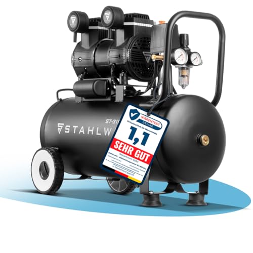 STAHLWERK Kompressor 30 L Tank - ölfrei & leise, 10 bar, Druckluftkompressor mit Brushless-Motoren, 2,1 PS, 1,6 kW, 210 l/min, Silentkompressor, Kolbenkompressor, Flüsterkompressor, ST-310 Pro, SW