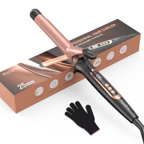 BESTOPE MIX 25 mm Lockenstab, Multi-Temperatur-Lockenstäbe, lockenstab Große Locken, Schnell Aufheizender Hair Curler, Curling Iron mit Präziser Temperaturregulierung Alle Fünf Grad, mit Handschuh