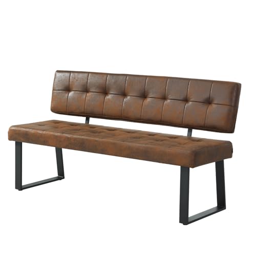 B&D home Sitzbank Sigfrid - Eckbank Esszimmer Mit Lehne, Sitzbank Flur, Pflegeleichter Bezug in Wildlederoptik in Braun, Kaltschaum-Polsterung, Für Esszimmer, Küche & Flur, 160 cm