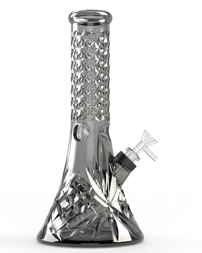 NOBLE HOOKAH Bong Glasbong 30,5cm hoch 1,5kg 42mm Durchmesser am Mundstück 18,8er Schliff und Chillum, Glaspfeife zum Räuchern von Wasserpfeifen, Schwarz