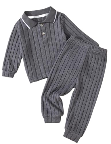 JiAmy Jungen Freizeit-Set Langarm-Shirt mit Elastischer Bund Hose Weiches Lounge Spieloutfit 1-6 Jahre