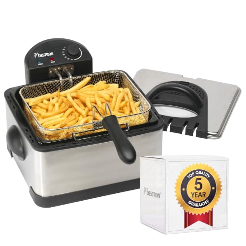 Bestron XL Öl-Fritteuse mit 3 Frittierkörben, inkl. Kaltzonentechnologie & herausnehmbaren Ölbehälter, 4 Liter, spülmaschinengeeignet, 2000 W, Edelstahl, Farbe: silber