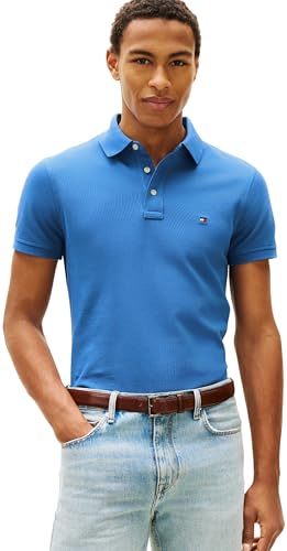 Tommy Hilfiger Herren 1985 Slim Polo MW0MW17771 S/S Polo, Blau, L