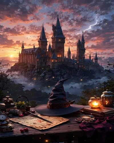 Lonmo Art Malen Nach Zahlen Erwachsene,Paint by Numbers Adult DIY Handgemalt Acrylpigment für Ölgemälde Kit für Anfänger und Erwachsene,Home Haus Deko（16x20 Zoll）