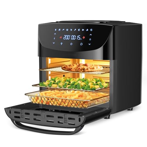 18L Heißluftfritteuse XXL, 1800W Heißluftbackofen - Airfryer - Friteuse Ohne ÖL - Heissluftfriteuse mit 7 Zubehör, LED Digitalem Touchscreen, Visualisiertes Fenster - air fryers FT1 [Energiekl