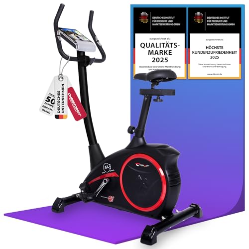 Christopeit Heimtrainer Fahrrad Ergometer AL 2 S Digital, bis 150kg, 24 Widerstandsstufen, 9kg Magnet-Bremssystem, leise, Soft-Touch-Computer, Handpulssensoren, Tablet-Halterung, Black, Kinomap