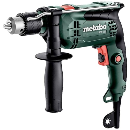metabo Schlagbohrmaschine SBE 650-650 W Nennaufnahmeleistung, 13 mm Bohrfutter, 10Nm Drehmoment - Vario-Elektronik, Rechts-Linkslauf - Für Beton, Stahl, Holz - Heimwerker und Profis