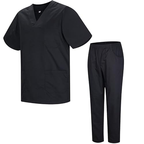 MISEMIYA Unisex Uniforms Scrub Bz-817-8312 Arbeitsbekleidung-Set, Schwarz 21, L