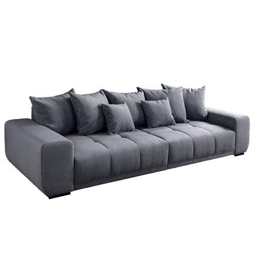 XXL Sofa ELEGANCIA - 285cm - anthrazit - Cord - Federkern mit Kissen