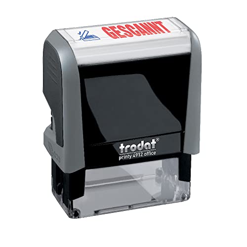 Trodat Office Printy 4912 selbstfärbender Textstempel, Text GESCANNT, Abdruckfarbe blau-rot, 47 x 18 mm