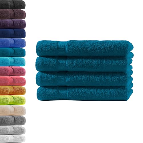 4X Handtuch | Petrol | 100% Baumwolle Frottier | Oeko-TEX® Standard 100 | Premium Qualität 500 g/m²