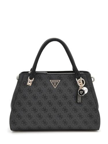 GUESS Damen Noelle Ii Luxury Satchel, Umhängetasche, Kohle-Logo