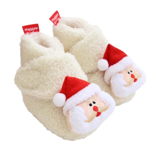 Winter Baby Stiefel Mädchen Winterschuhe 3D Weihnachten Druken Rentier Santa Booties Warm Jungen Boots Fleece Baumwolle Kinderwagen Stiefel Rutschfest Babyschuhe mit Klettverschluss 0-6 Monate