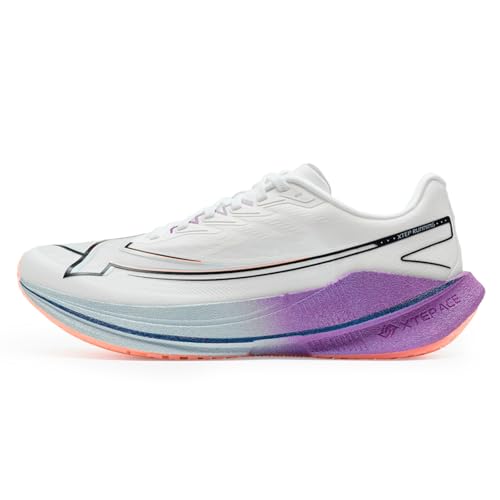 XTEP Laufschuhe Herren, Einsteiger Marathonlaufschuhe, Carbonplatte in Schaufelform, 70% Dämpfung, Leichte Wettkampf-Laufschuhe, Atmungsaktiv rutschfest Gedämpft, Lila, 43