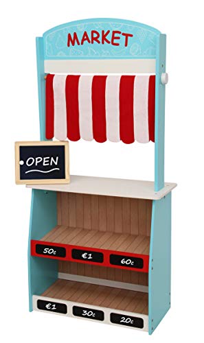 Bayer Chic 2000-282-30-2 in 1 Kaufladen und Theater aus Holz, mit Tafel, Kaufmannsladen, Verkaufsstand, Marktstand, Puppentheater, Kasperltheater