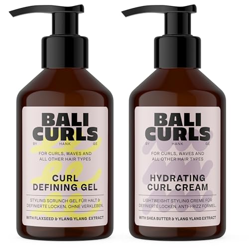 BALI CURLS Curl Defining Set – Hydrating Curl Cream & Defining Gel (je 150 ml) – Für geschmeidige, definierte Haare – Feuchtigkeit, Definition & Halt ohne Verkleben
