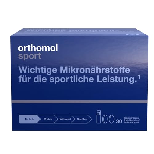 Orthomol Sport: 25 sportspezifische Vitamine, Mineralstoffe mit L-Carnitin & Omega-3-Fettsäuren - Daily-Supplement für Sportler - Muskelaufbau, Ausdauer & Regeneration, 30 Tagesportionen