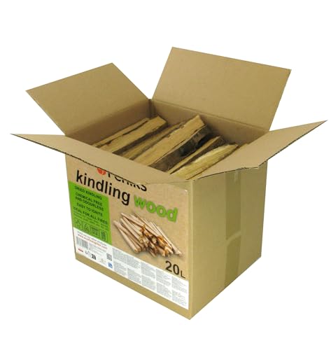 Feniks Anzündholz 20 Liter (ca. 5-6 kg) – trockenes Holz für Kamin und Grill (Länge ca. 25 cm)