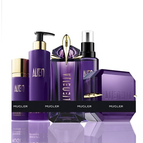 MUGLER Alien Eau de Parfum, 90 ml + MUGLER Alien Bodylotion, 200 ml + MUGLER Alien Körpercreme, 200 ml + MUGLER Alien Deo-Spray, 100 ml + MUGLER Alien Eau de Parfum Refill, 100 ml