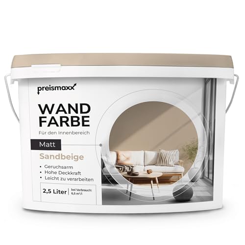 Preismaxx Wandfarbe Beige Sandbeige innen Innenfarbe matt hochdeckend 2,5l