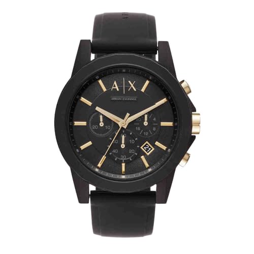 Armani Exchange Watch For Men, Quarz-Chronographenwerk und 45mm Gehäusegröße mit Silikonarmband