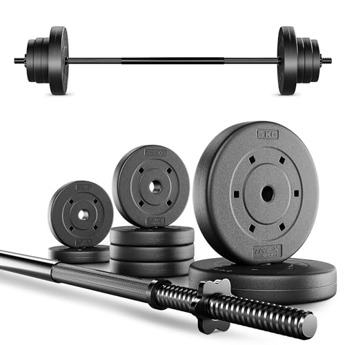 TREX SPORT Langhantel Set 22 kg | Hantelset mit Langhantelstange 120 cm