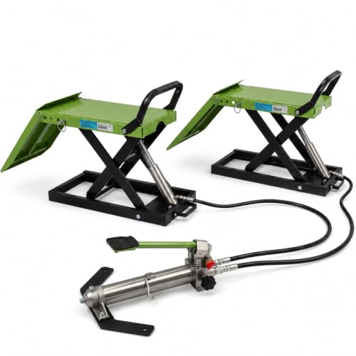 TRUTZHOLM Auffahrrampe hydraulisch höhenverstellbar Tragkraft 1360 kg Breite je Hebeplattform 34 cm doppelte Hebebühne Wagenheber Car Lift Scherenheber Montagerampe KFZ Rampe Auffahrbock schwarz/grün