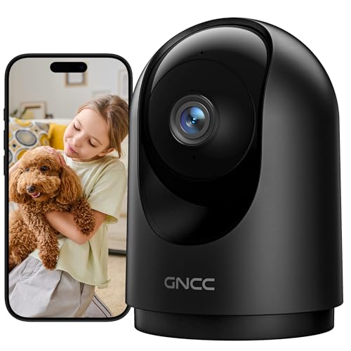 GNCC Überwachungskamera Innen 2K, 360° WLAN Kamera Indoor, Kamera Überwachung Innen mit Automatische Verfolgung, Zwei-Wege-Audio, Nachtsicht, Bewegungserkennung, Kompatibel mit Alexa