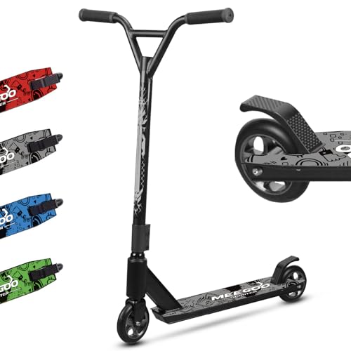 MEE GOO Pro Freestyle Stunt-Scooter ABEC-10 Kugellager, Trick-Scooter aus Leichter Legierung mit Rad aus Aluminiumlegierung, Rahmen bis zu 100 kg für Fortgeschrittene und Anfänger, Skatepark (Grau)