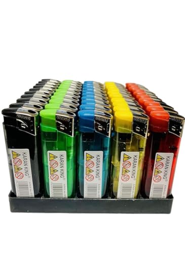 King Karan® Elektronisches Feuerzeug, 5 Farben, kindersicher, 50 Stück
