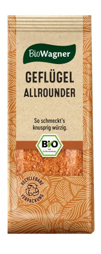BioWagner - Bio Geflügel Allrounder | pikant-würzige Note für Chicken Wings, Hähnchenbrust und weitere Geflügelgerichte | naturbelassene Bio-Zutaten | recyclebare Verpackung | 60 g