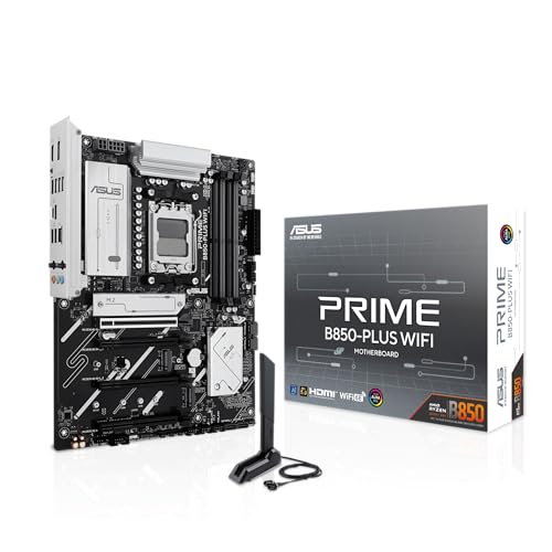 ASUS Prime B850-PLUS WiFi Gaming Mainboard Sockel AMD AM5 (ATX, DDR5, PCIe 5.0, 3X M.2, WiFi 6E, DisplayPort, HDMI, BIOS Flashback, Aura Sync)