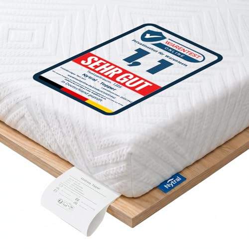 Nytral Matratzen Topper 160x200cm H3/H4, 7,5 cm Matratzentopper 160x200 mit Gel-Viscoschaum & Komfortschaum, 2-in-1 Härtegrad, 7-Zonen Topper für Boxspringbett, Schlafsofa & Wohnwagen, waschbar