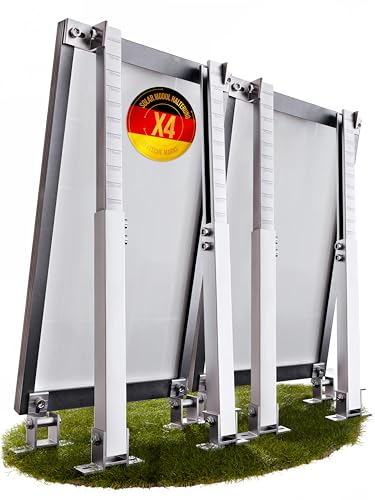 Lichtblicker - 4x Balkonkraftwerk Halterung verstellbar. Stabiles Aluminiumprofil mit hochwertigen Edelstahl Schrauben. Aufständerung für 2 Stück Solarmodule. Verstellbar zwischen 42 und 70cm. 0% MwSt