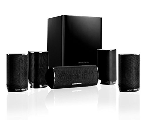 Harman/Kardon HKTS 9 5.1-Kanal Surroundsound Heimkino-Lautsprechersystem mit 4 Satellitenlautsprechern, 1 Center-Lautsprecher und 1 Aktivem Subwoofer mit 200 Watt Leistung - Schwarz