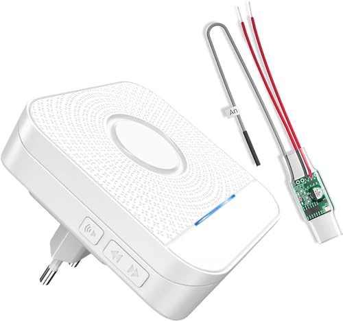 BITIWEND Funksignal Weiterleitung Funk Erweiterung Set Türklingel und Gong Weiterleitung 1 3-24V AC/DC Funkkonverter + 1 Empfänger für bestehende Gleichstrom/Wechselstrom Klingelanlagen