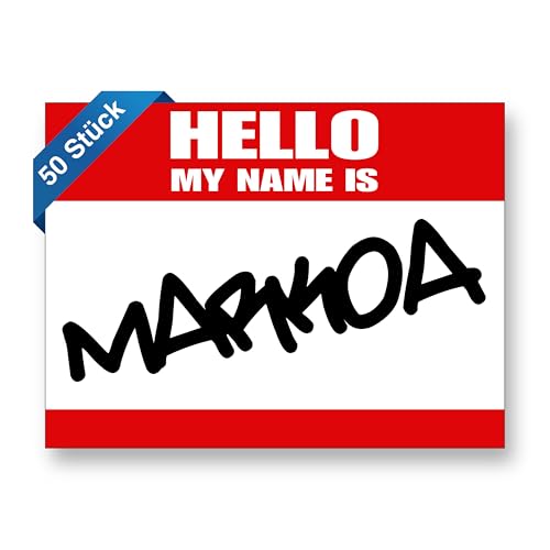50 Stück - Hello my Name is - Aufkleber in 11,0 x 7,0 cm - Graffiti Sticker - selbstklebende Namensschilder - Namensaufkleber zum beschriften