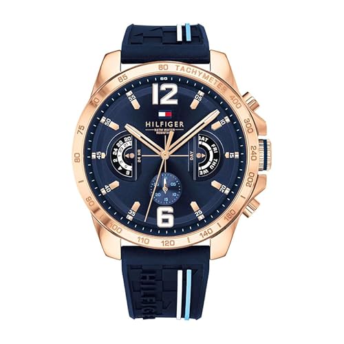 Tommy Hilfiger Multi Zifferblatt Quarz Uhr für Herren mit Marinblaues Silikonarmband - 1791474