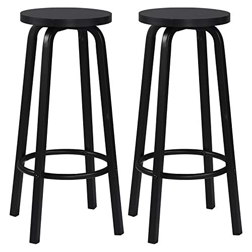 WOLTU Barhocker 2er Set, Runde Tresenhocker 72cm, Schwarz
