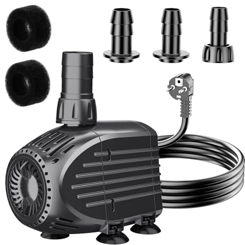 Biling Teichpumpe 1520 L/H Ultra Leise Springbrunnenpumpe Schutz vor überhitzung Funktion, Wasserpumpe Tauchpumpe mit 3m Kabel für Fontänen und Wasserspiel Brunnen Hydroponik-Systeme, Schwarz