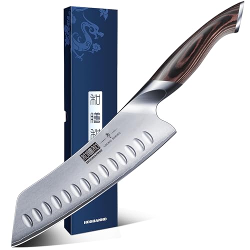 HOSHANHO Santoku Messer, Japanische Küchenmesser Kochmesser Profi Messer, Scharfe Messerklinge mit Ergonomischer Griff, Geschenkbox