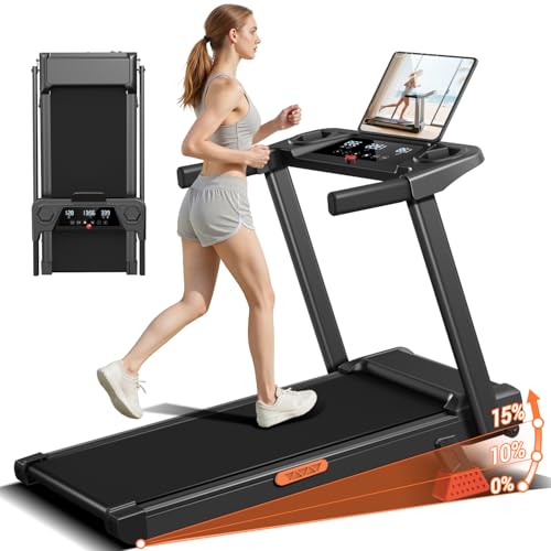 CURSOR Laufband für Zuhause Klappbar mit Steigung 15%, Laufbänder 12KM/H, Treadmill for Home mit 3,0-PS-Motor und LED-Anzeige, Max Belastung 136KG, Kompakt