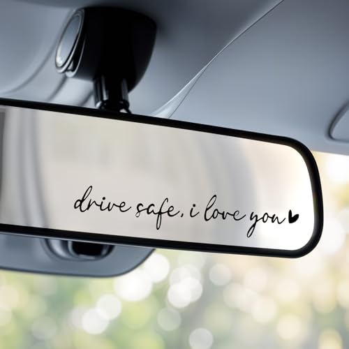 LLOUSSAK 4 Stück I Love You Drive Safe Spiegel Aufkleber, Vinyl Rückspiegel Aufklebers, Autoaufkleber Aufkleber für Spiegel, Autodekoration Geschenk für Fahrer Frauen Männer