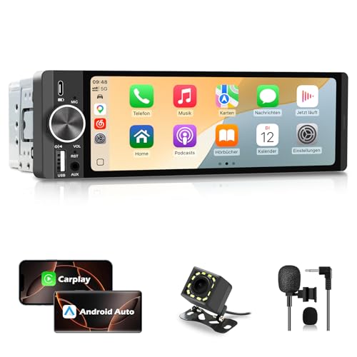 1Din Bluetooth Autoradio mit Bildschirm CarPlay/Android Auto Rückfahrkamera