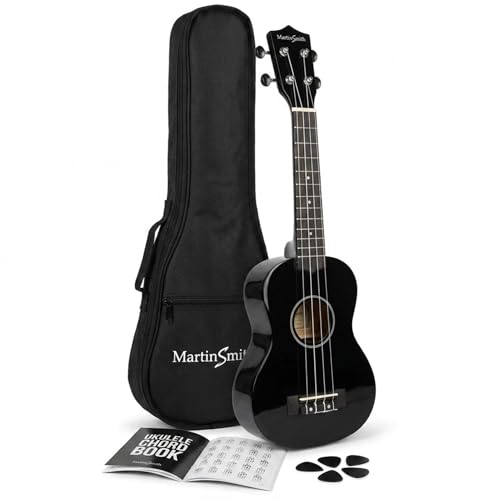 Martin Smith Soprano Ukulele with Ukulele Bag & Chord Book - Black