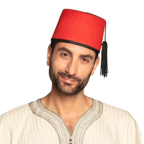 Boland 04016 - Erwachsenenhut Fez Fadime, Einheitsgröße, rot mit schwarzer Quaste, orientalische Kostümparty, Mottoparty, Karneval
